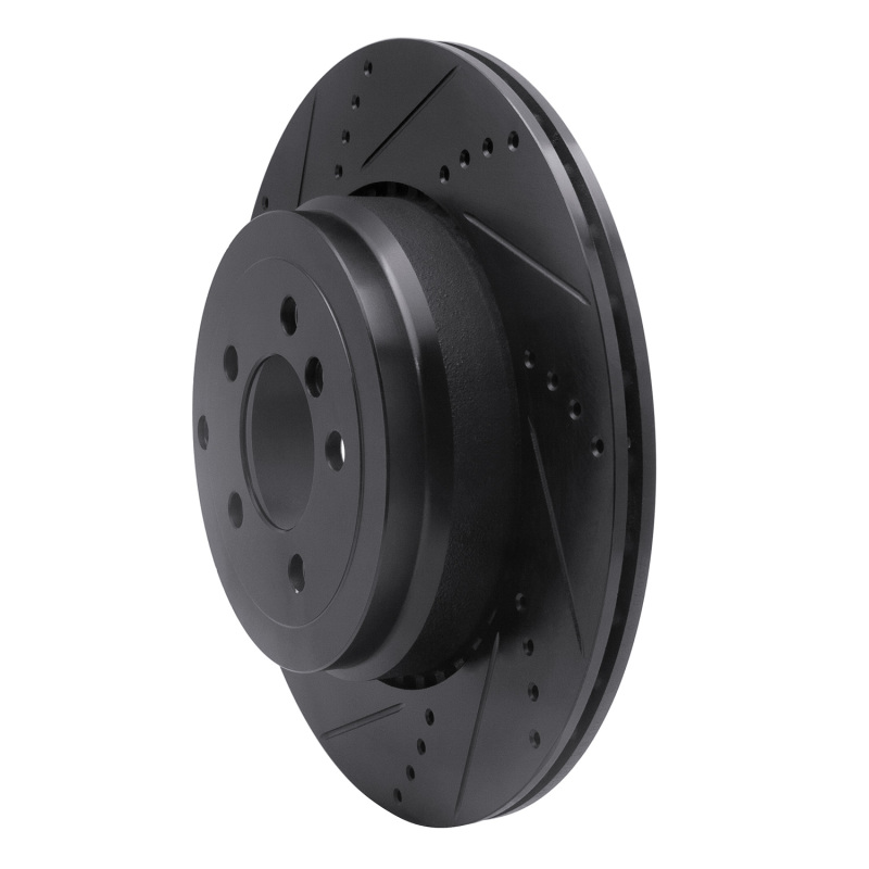 Land Rover Range Rover Brake Rotor (1) - Rear Left - R1 Concepts - Drilled & Slotted - Black - `10-`12